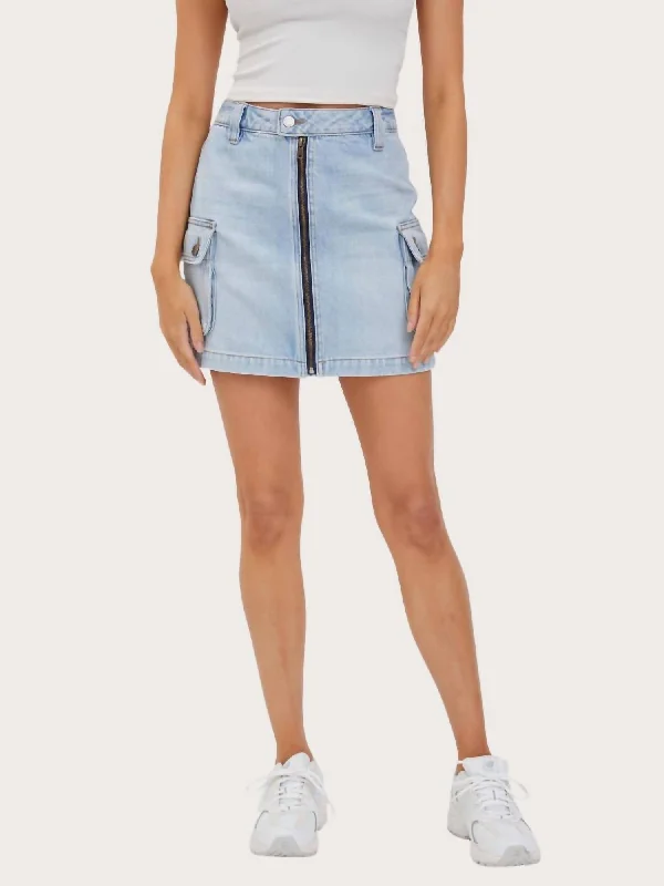 A-Line Cargo Skirt In Blue linen skirt natural