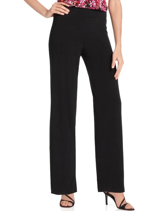 Petites Womens Wide Leg Pull On Palazzo Pants Comfortable Jogger Trousers