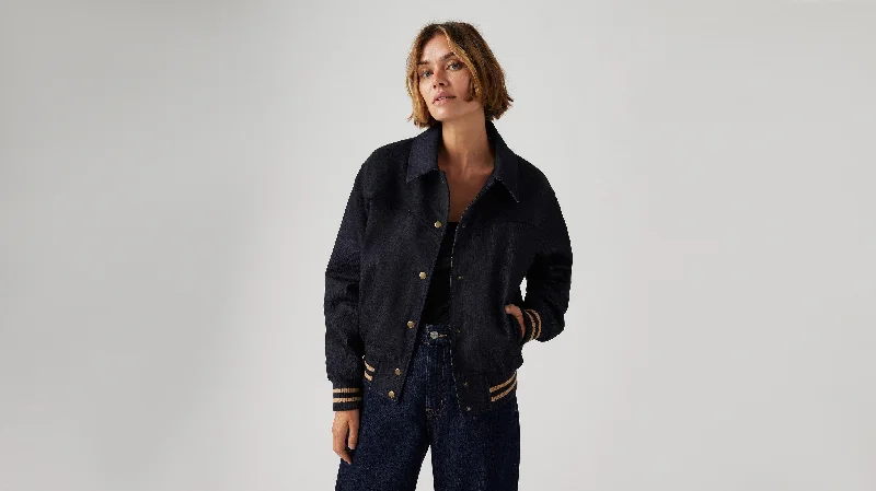 Levi's® Women's Lennox Varsity Jacket Ribbed Jacket Pleated Jacket Ruffled Jacket