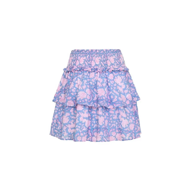 Women's Veda Skirt In Hot Pink/cornflower Blue cashmere skirt soft