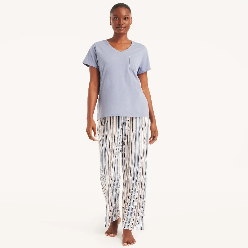 Nautica Womens Striped Pajama Pant Set Chic Slim Fit Pants