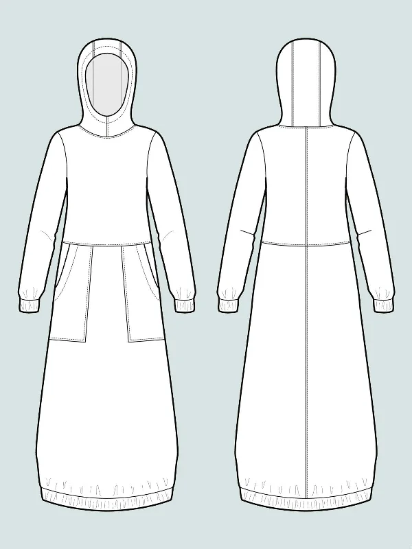 Assembly Line, Hoodie Dress Pattern, two size ranges, Sweden, Hoodie with Slim Fit Tailored Modern
