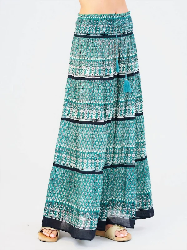 Mari Print Maxi Skirt In Green Multi seamless skirt comfort