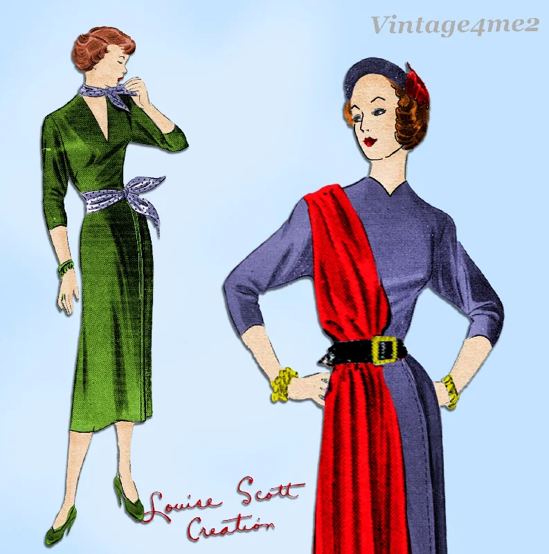 New York 803: 1950s Uncut Louise Scott Dress Size 34 Bust Vintage Sewing Pattern Bodycon Club Sequined