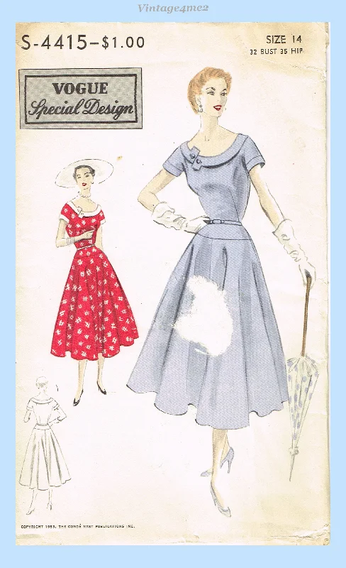 Vogue 4415: 1950s Stylish Uncut Misses Dress Size 32 B Vintage Sewing Pattern Tunics Luxurious high-end