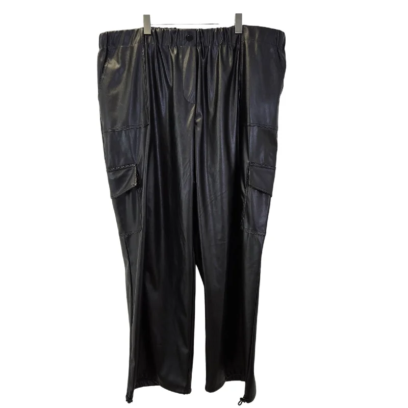 And Now This Vegan Leather Wide Leg Cargo Pants Size 24W Chic Wool Trousers