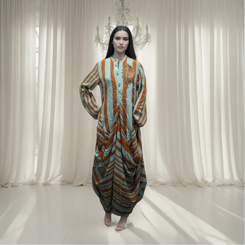 Flowing Pleats Designer Dress with Draped Silhouette & Luxurious Fabric Tunics Silk luxurious