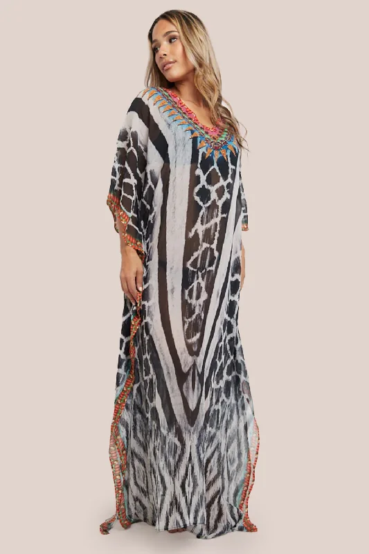 Aftershock London Black Maxi Beach Dress Kaftan Maxi Flowy Bohemian
