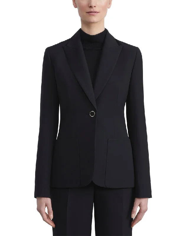 Lafayette 148 New York Patch Pocket Wool & Silk-Blend Jacket Satin Jacket Silk Jacket Chiffon Jacket