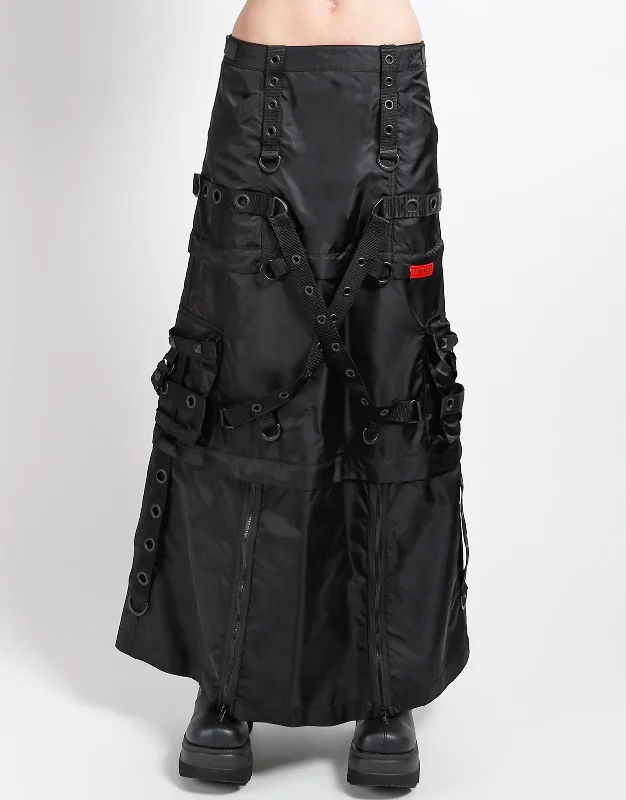 ZIP OFF MEGA NYLON SKIRT BLACK zip skirt side