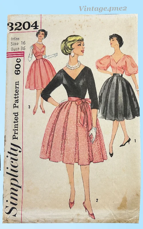 Simplicity 3204: 1950s Chic Misses Party or Prom Dress Sz 36 B Vintage Sewing Pattern Tunics Review highly