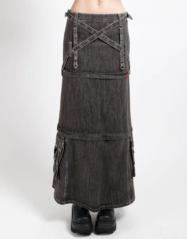 TRIPLE ZIP OFF SKIRT BLACK DENIM vintage skirt charm
