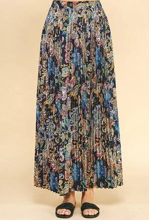 Paisley Pleated Maxi Skirt 253 wrap skirt elegant