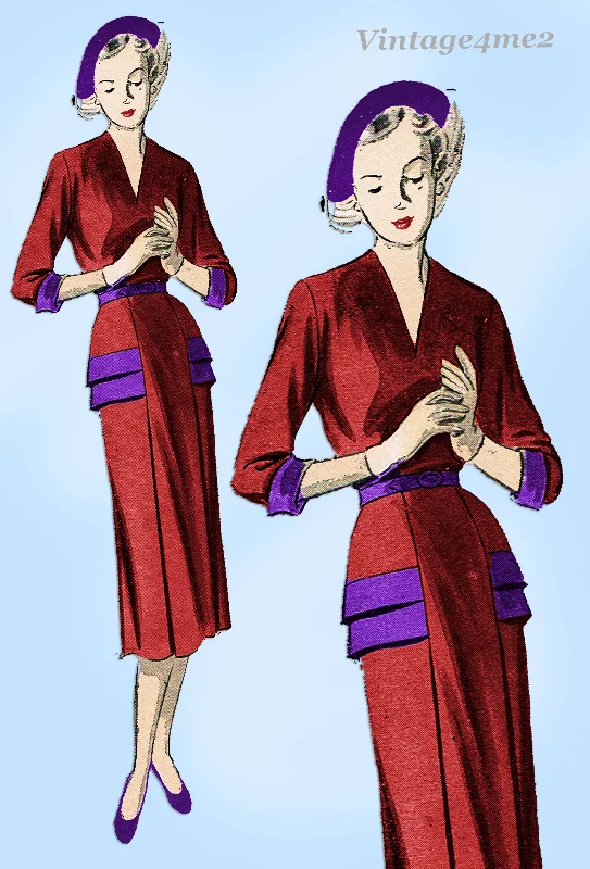 New York 867: 1950s Uncut Plus Size Designer Dress 40 B Vintage Sewing Pattern Tunics Business professional