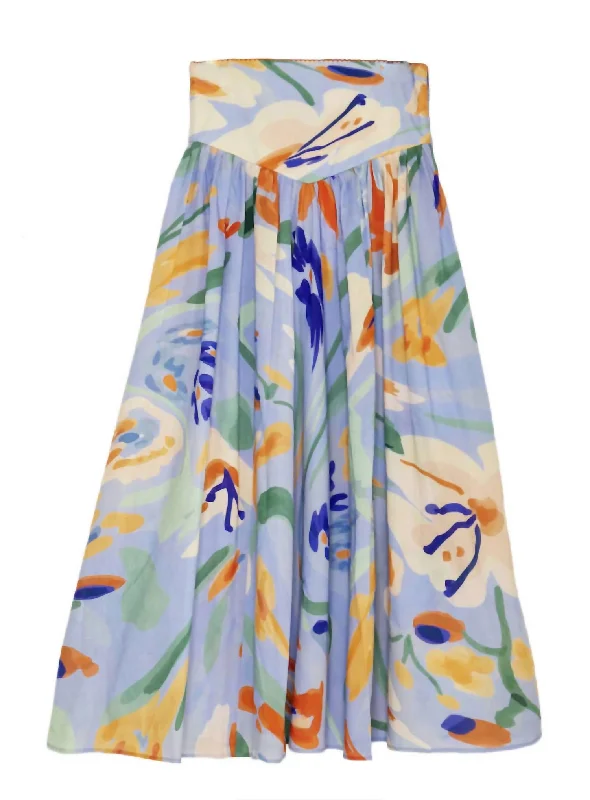 Clavel Skirt Jaleo Celeste In Light Blue Multi a-line skirt cut
