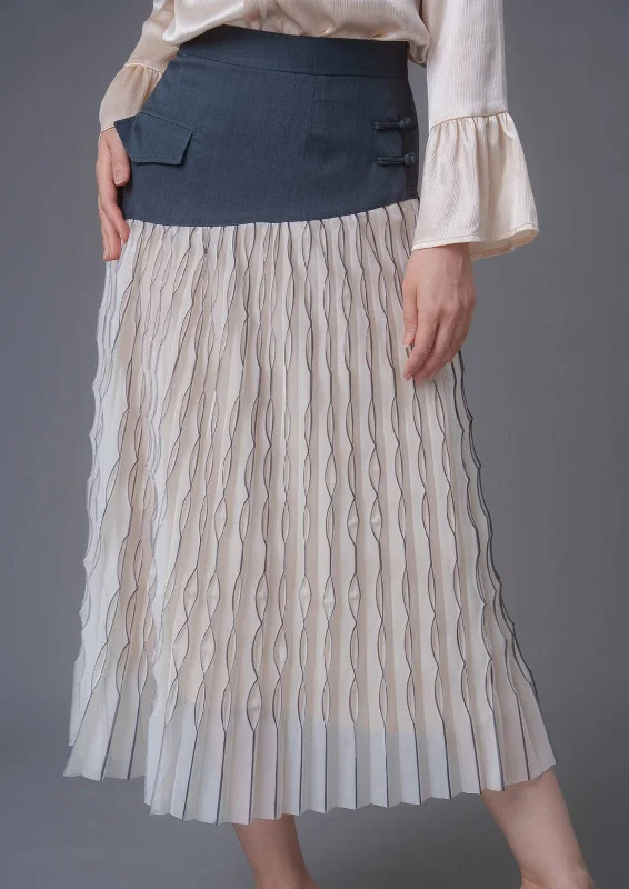 Pleated Chiffon Pankou Skirt silk skirt lustrous