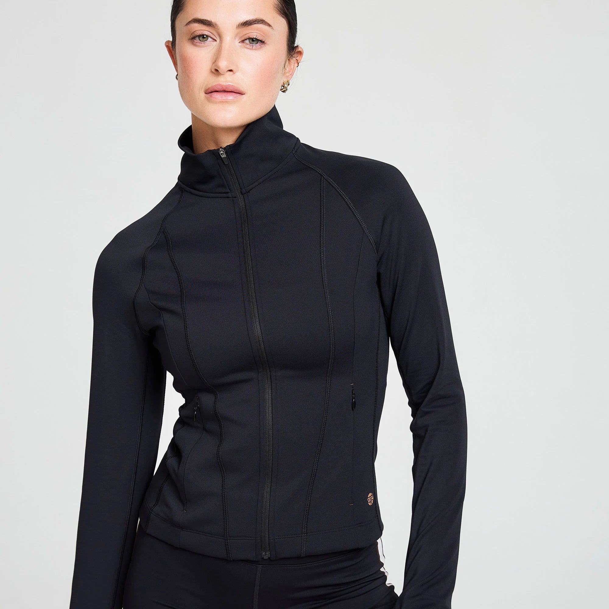 BAHE Attune Seamed Zip Through Jacket - Black Quilted Jacket Puffer Jacket Insulated Jacket