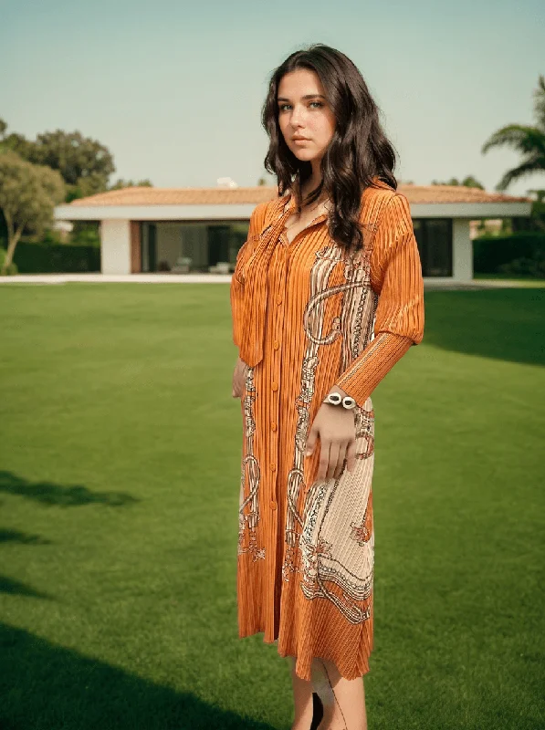Radiant Ruffles Dress with Belt & Button Detailing - Elegant Women's Dress with Belt & Front Button Tunics Trendy modern