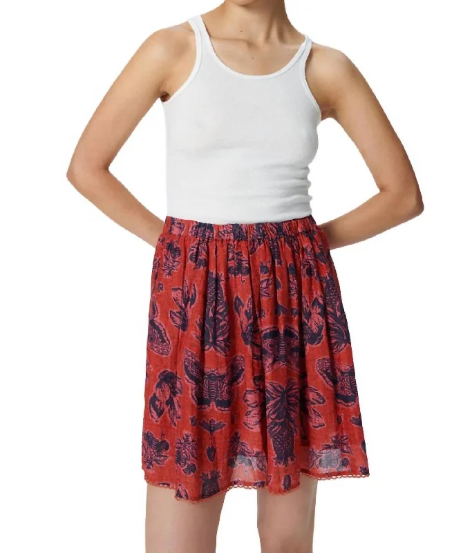 Willow Skirt In Crafty Flower Red lace skirt elegant