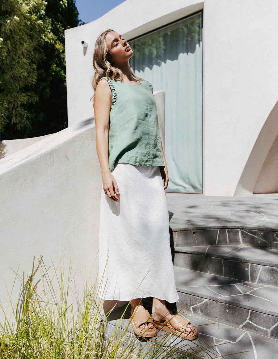 FOXWOOD LYON SLIP SKIRT - VINTAGE WHITE cotton skirt soft