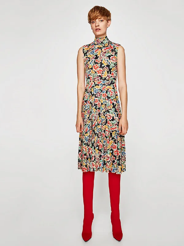 Floral Dress Tunics Satin smooth