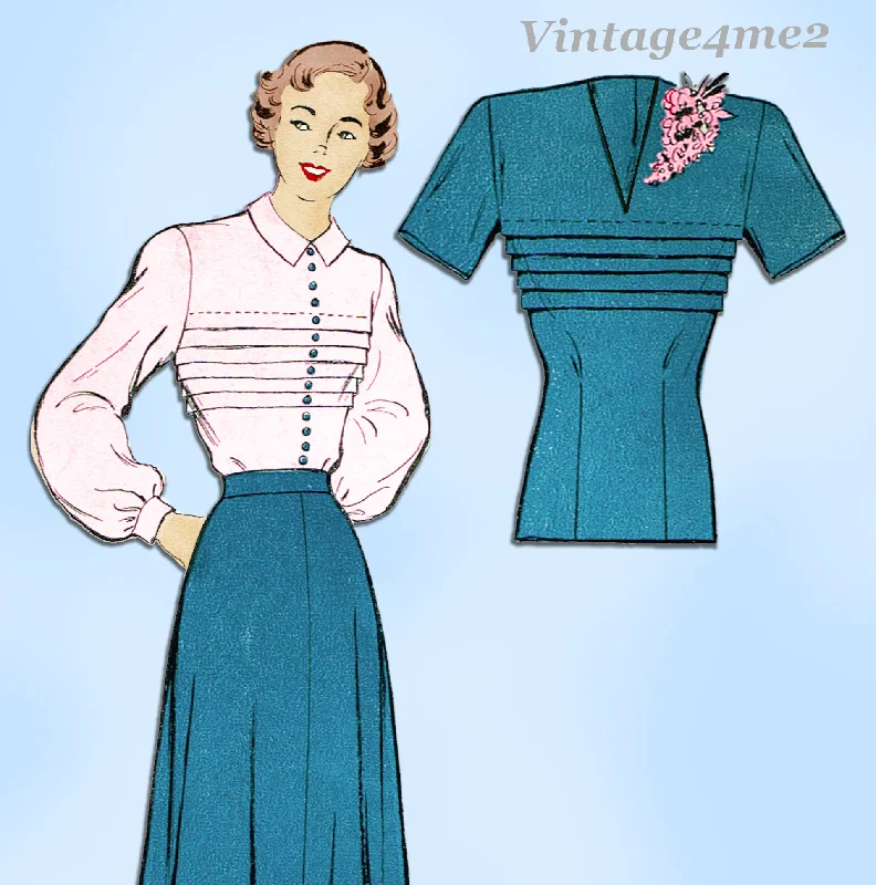 New York 531: 1950s Uncut Misses 2 Piece Dress Size 31 B Vintage Sewing Pattern Crew Neckline Sporty