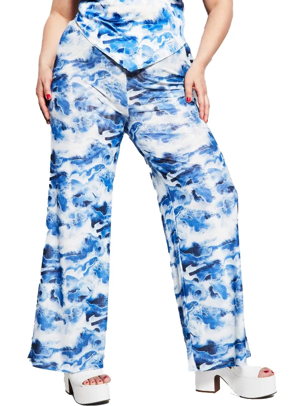 Womens High Rise Wide Leg Flared Pants Trendy Tapered Pants