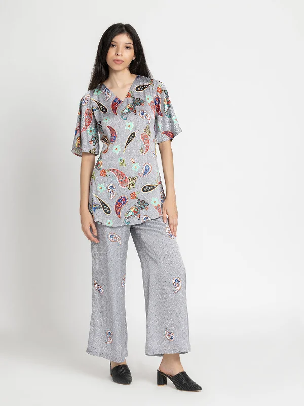 Paisley Tunic & Pant Set Formal Stretch Pants