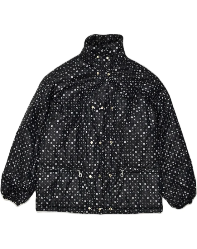 BELFE & BELFE Womens Windbreaker Jacket EU 40 Medium Black Floral Fleece Jacket Down Jacket Feather Jacket