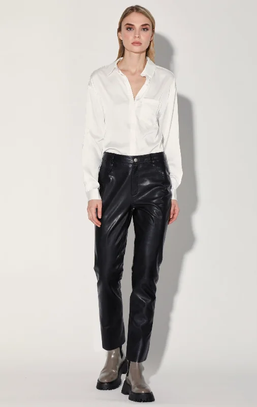 Yvette Pant, Black - Leather Classic Chino Pants
