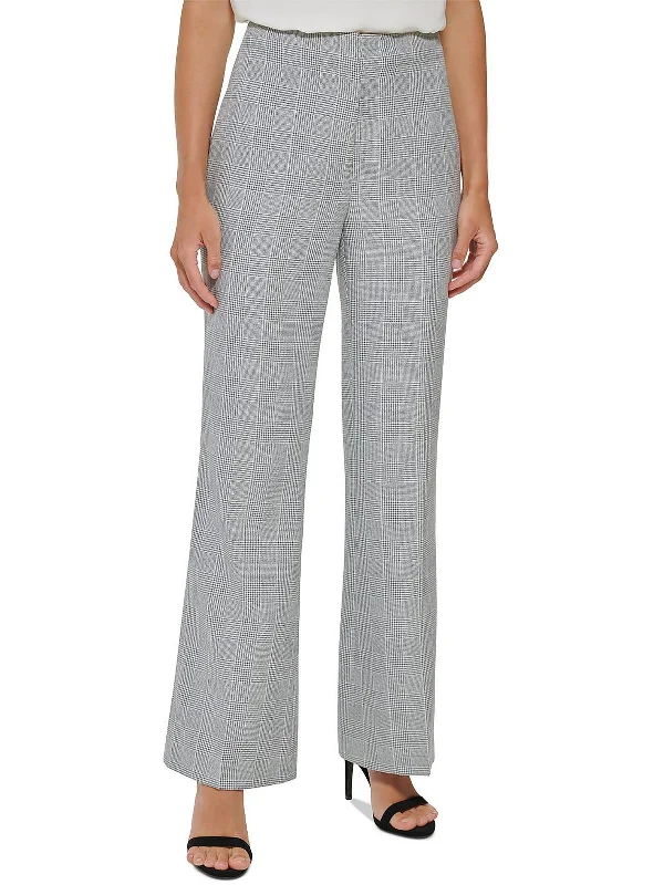 Womens High-Rise Formal Wide Leg Pants Chic Wool Trousers