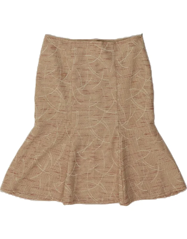 VINTAGE Womens Abstract Pattern Trumpet Skirt W30 Medium Beige silk skirt lustrous