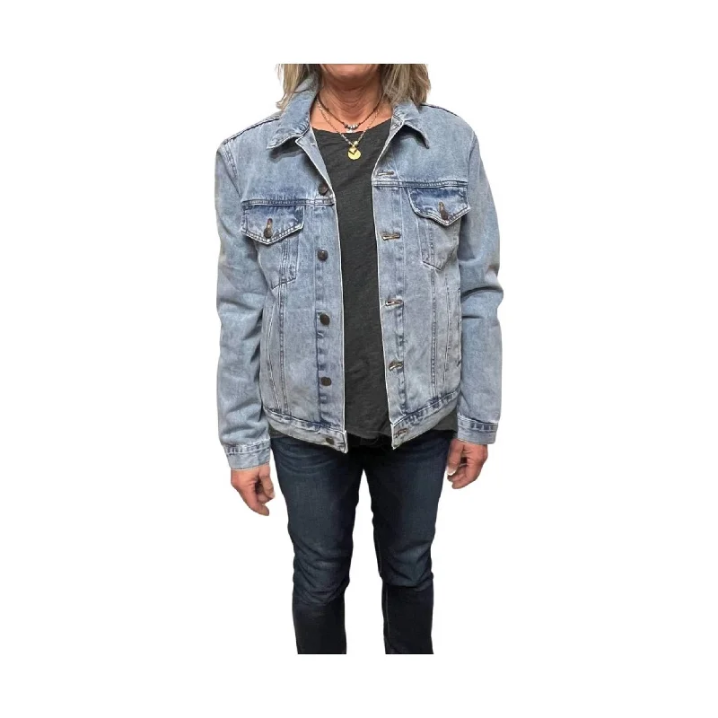 Pacific Crest Women's Jolene Denim Jacket - Blue Wool Fabric Cashmere Fabric Tweed Fabric