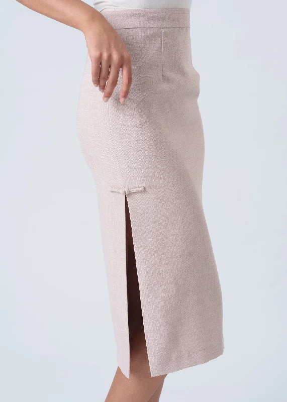 Linen Skirt w Pankou (Beige) velvet skirt luxurious