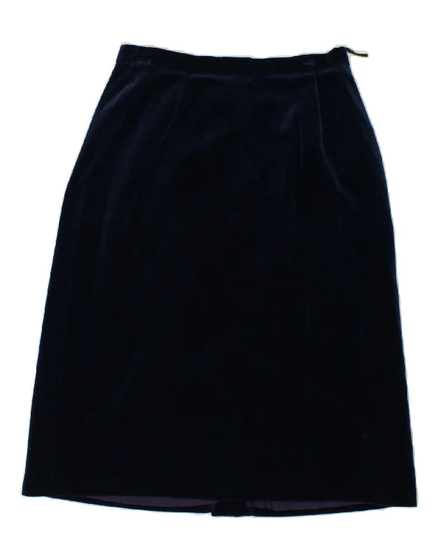 VINTAGE Womens Velvet A-Line Skirt W28 Medium  Navy Blue patchwork skirt art