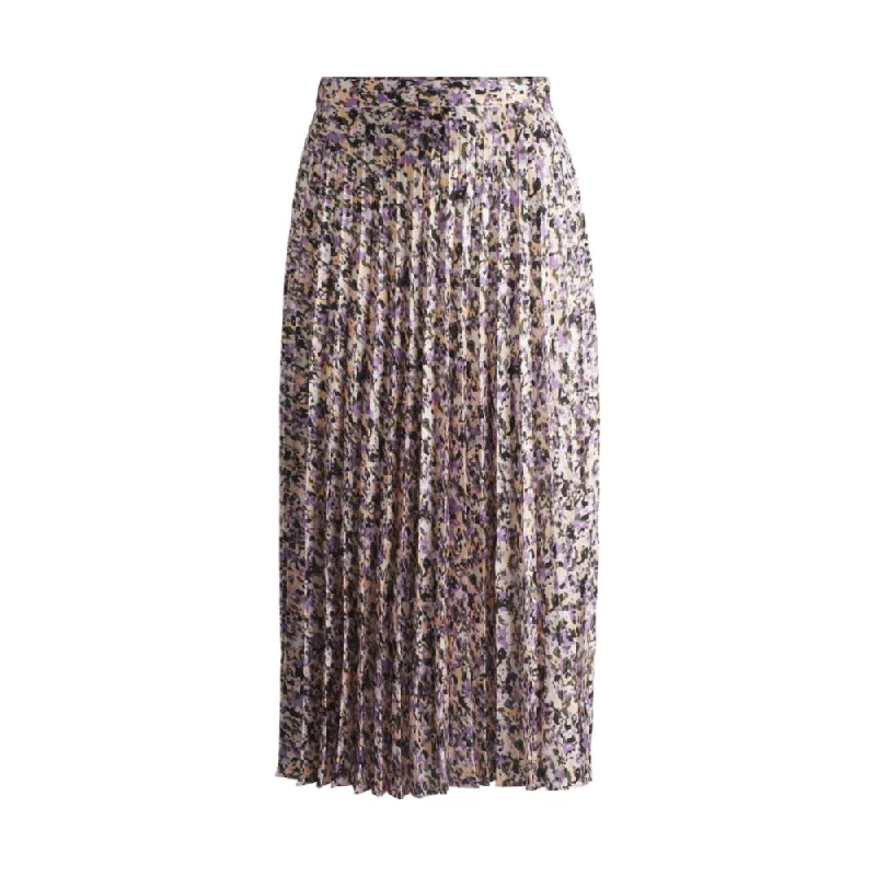 Maxi skirt in printed pliss satin lace skirt romantic