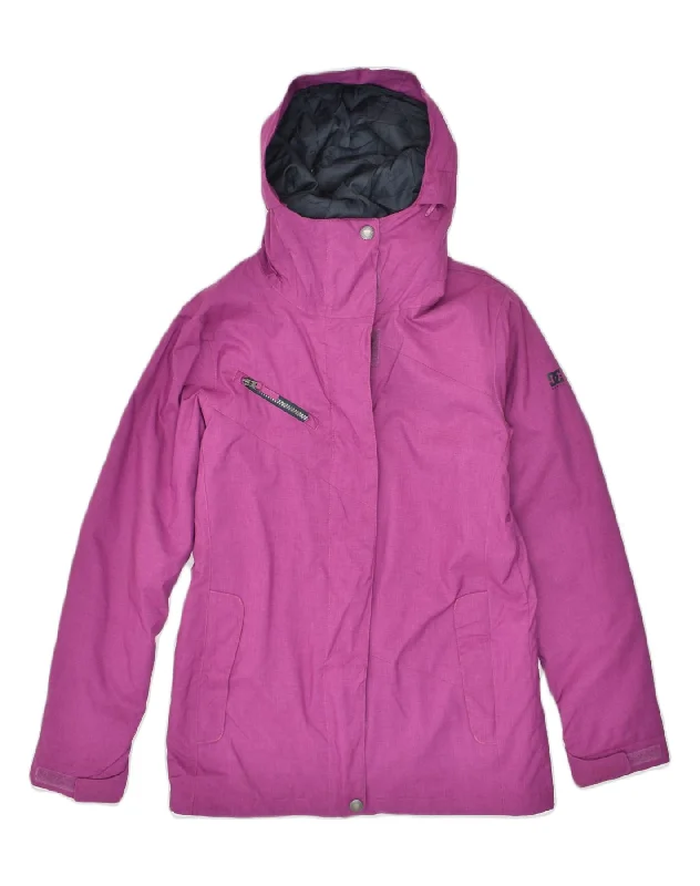 DC Womens Hooded Windbreaker Jacket UK 14 Medium Purple Polyester Hoodie Zip-Up Jacket Button-Up Jacket