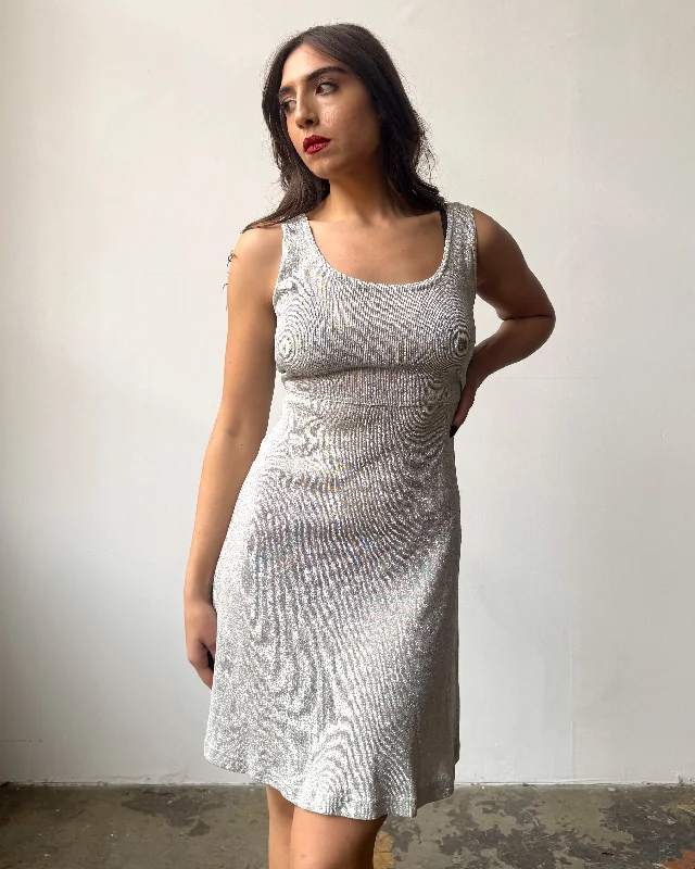 Silver Knit Swing Dress-M/L Tunics Custom made