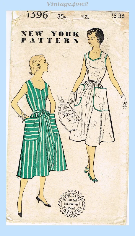 New York 1396: 1950s Uncut Misses Wrap Around Dress 36B Vintage Sewing Pattern Tunics Cozy soft