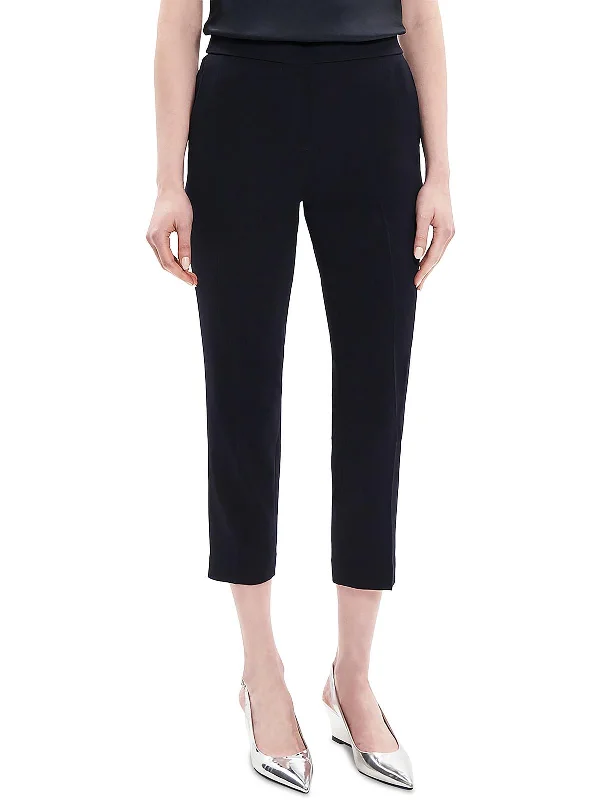 Treeca Womens Admiral Stripe Cropped Ankle Pants Elegant Silk Pants