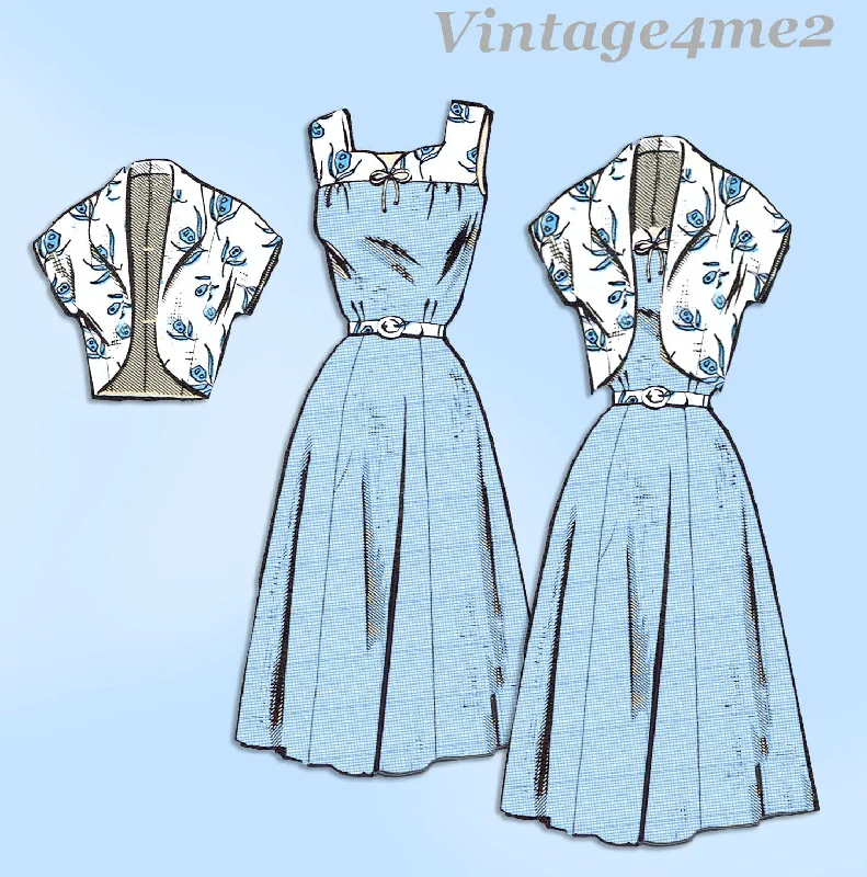 Mail Order 2346: 1950s Uncut Misses Sun Dress Sz 36 B Vintage Sewing Pattern Tunics stripes playful