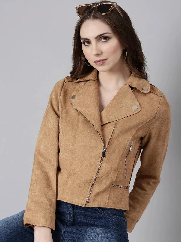 Women Rust Solid Tailored Jacket-CHN-8803-Rust Striped Jacket Polka Dot Jacket Floral Jacket