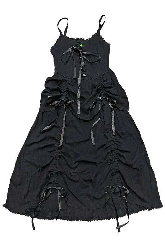 Beatrice Black Convertible Drawstring Dress Tunics Summer linen