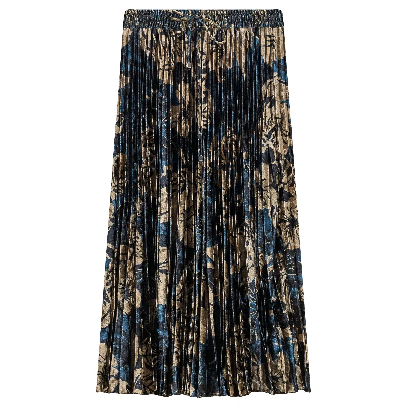 Teal Velour Accordion Midi Skirt 1168 cashmere skirt fine