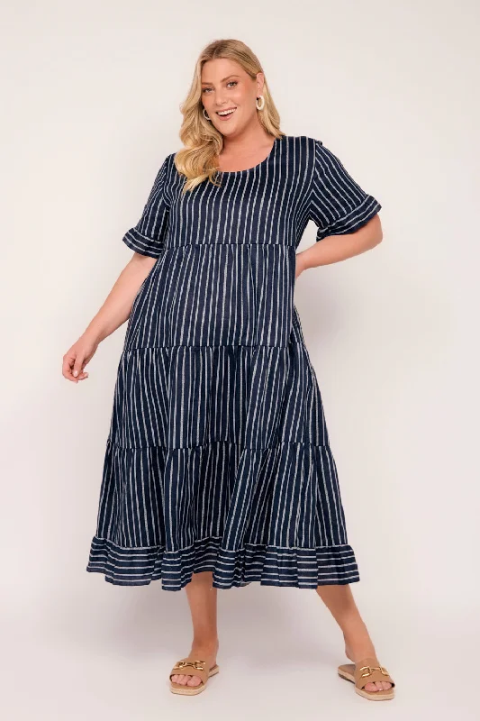 Sabre Linen Frill Dress in Boathouse Tunic Top Casual