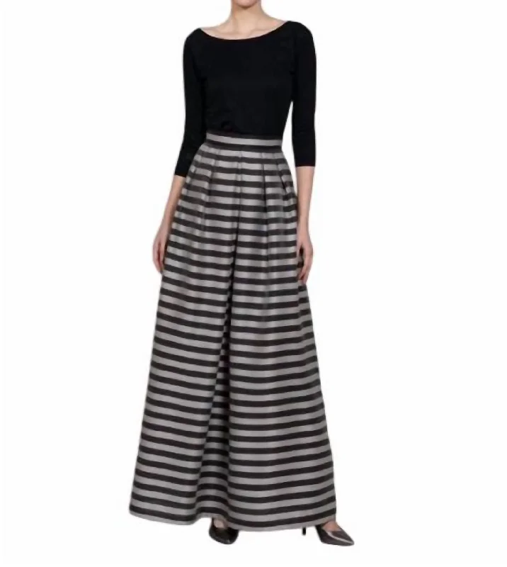 Full Length Skirt In Black Taupe cashmere skirt rich