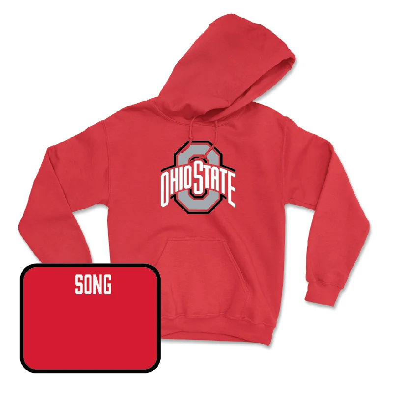 Red Women's Golf Team Hoodie  - Meijin Song Hoodie with Hem Ribbing Snug Secure