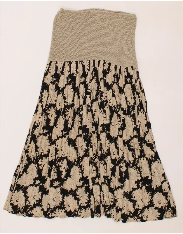 VINTAGE Womens High Waist Gypsy Skirt W28 Medium Beige Floral linen skirt airy