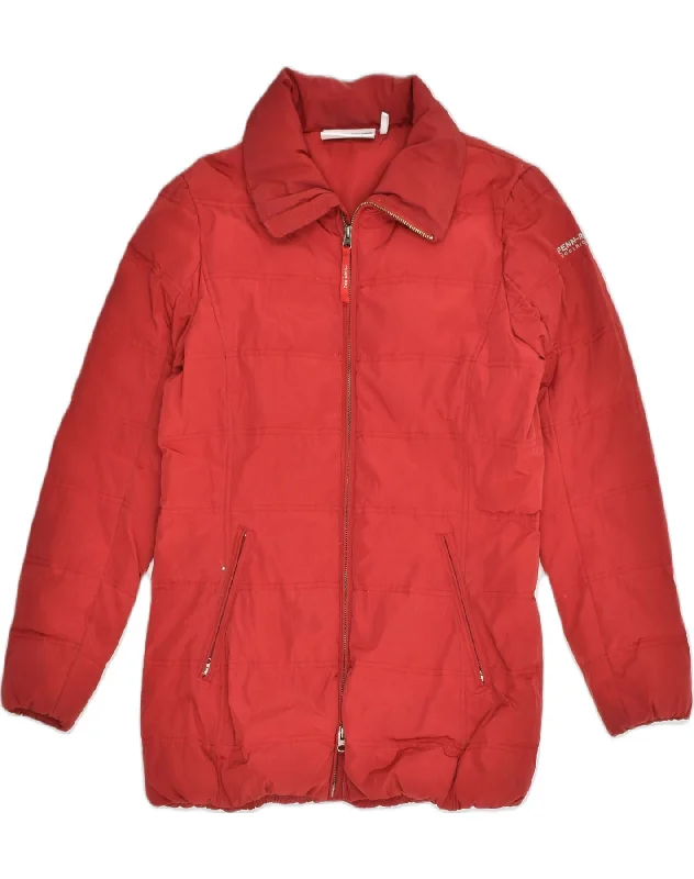 WOOLRICH Womens Padded Jacket UK 14 Large Red Wool Jacket Cashmere Jacket Tweed Jacket