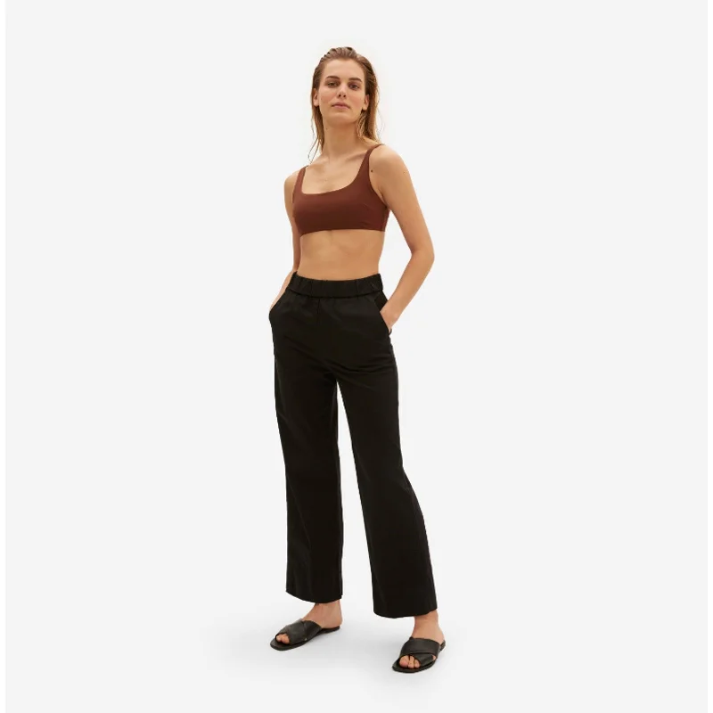 Everlane Womens The Easy Pant Sz 2 Elastic Waist Straight Leg Chino Black Slim-Fit Leggings